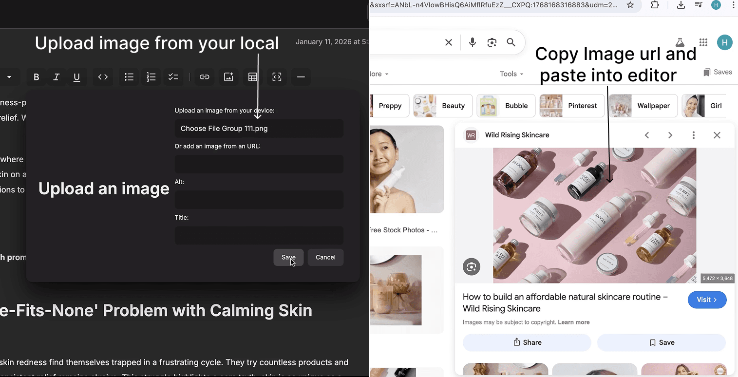 Drag and drop image upload demonstration